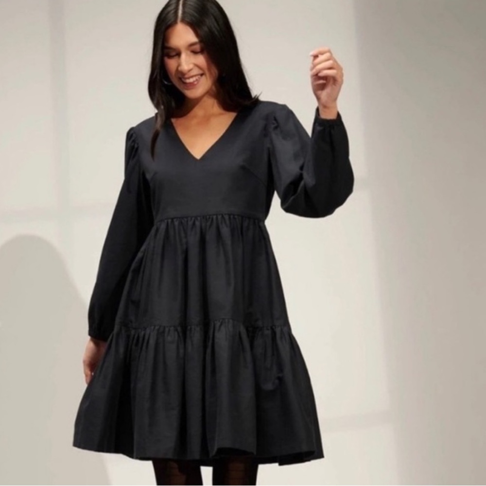 Emma‎ Knudsen | Frankie Tiered V-Neck Long Sleeve Mini Dress Size M